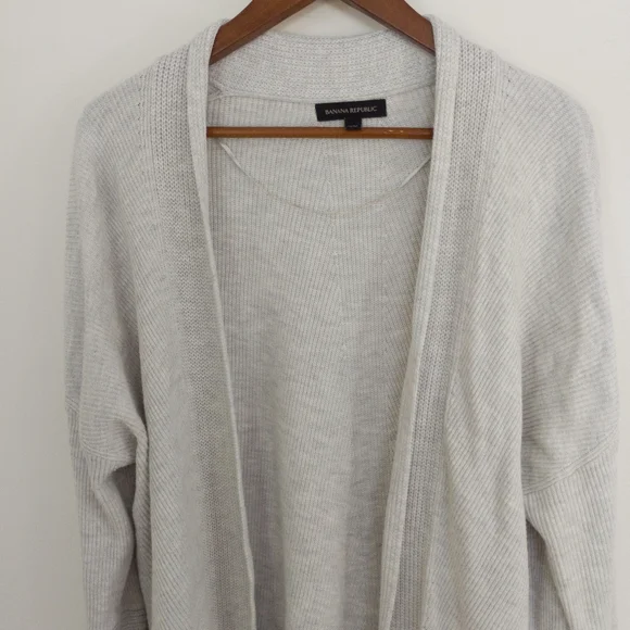 Banana Republic Zip Cuff Open Front Cardigan Gray Size Medium - Picture 2 of 9